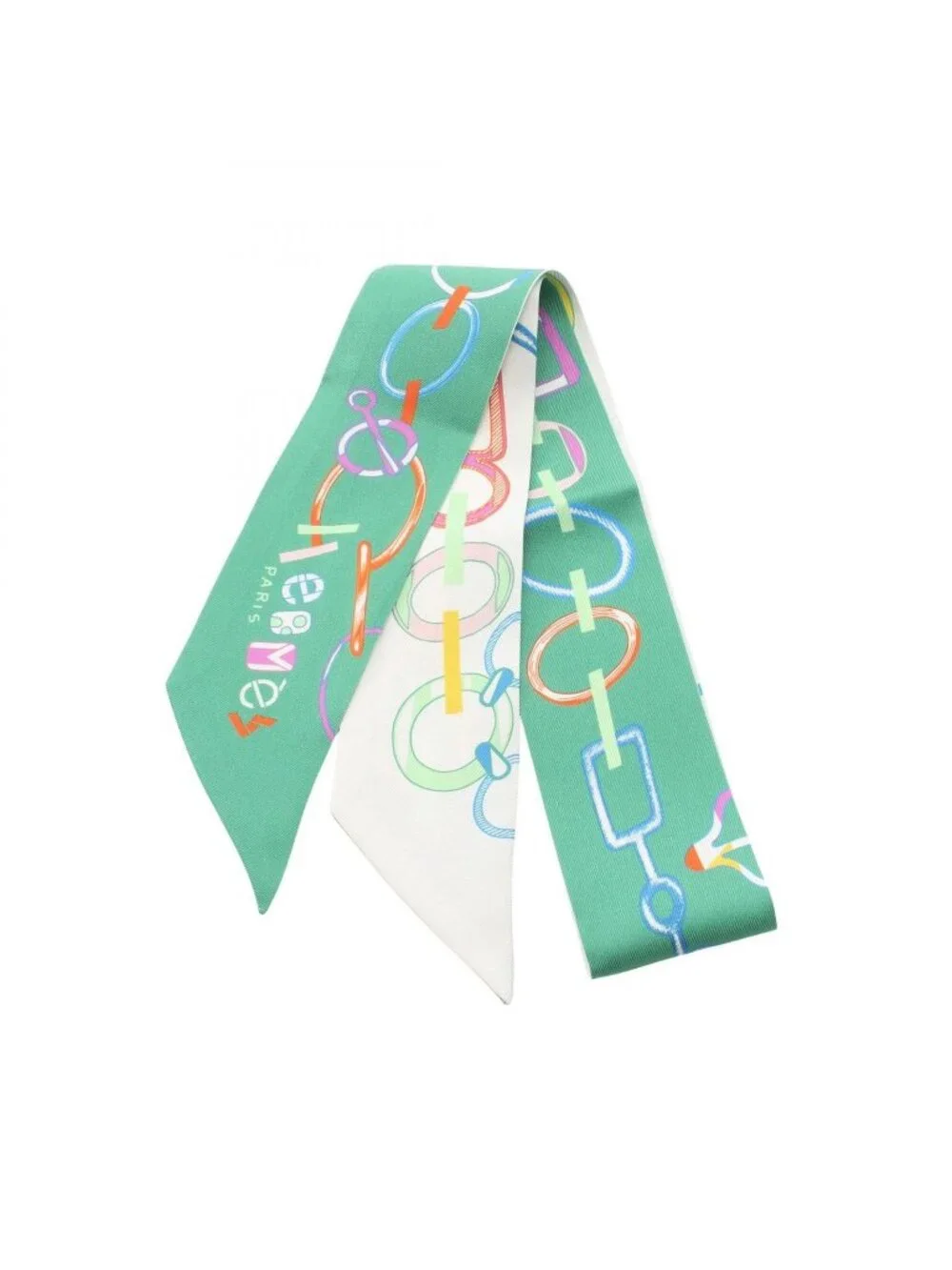 ★SOLD★ Hermes Scarf Re Boucles Ribbon Silk - Picture 1 of 8